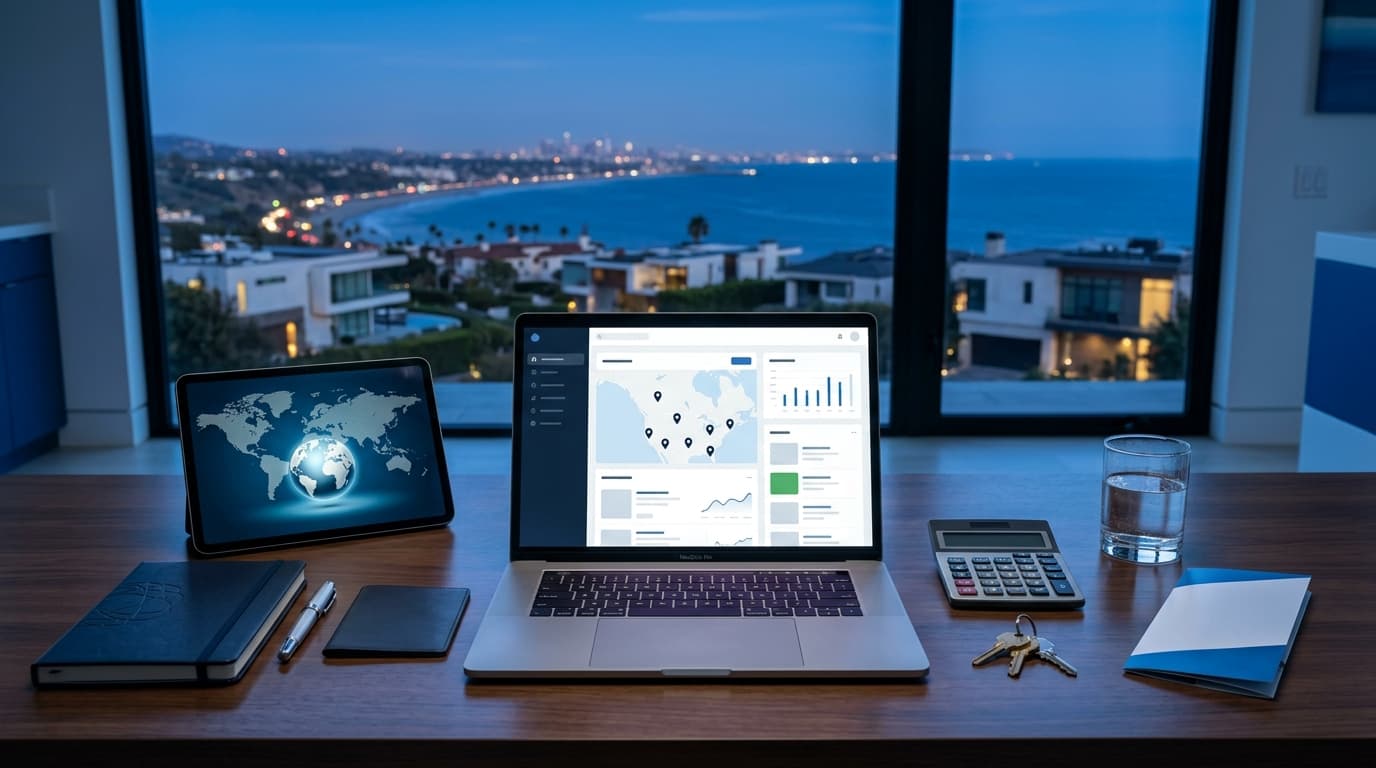 Person at a desk viewing a clean online dashboard on a laptop screen during platform onboarding